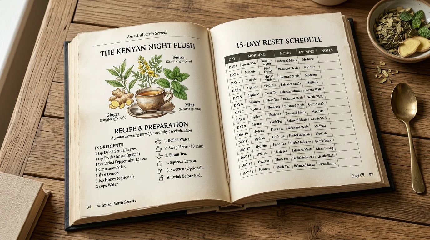 Inside Page Preview of Ancestral Earth Secrets with Kenyan Night Flush recipe and reset schedule